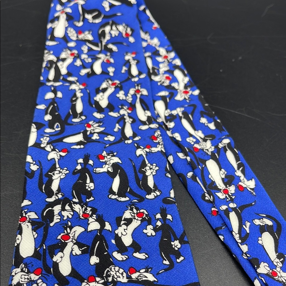 Vintage Sylvester the Cat Looney Tunes Blue Tie - Picture 3 of 4